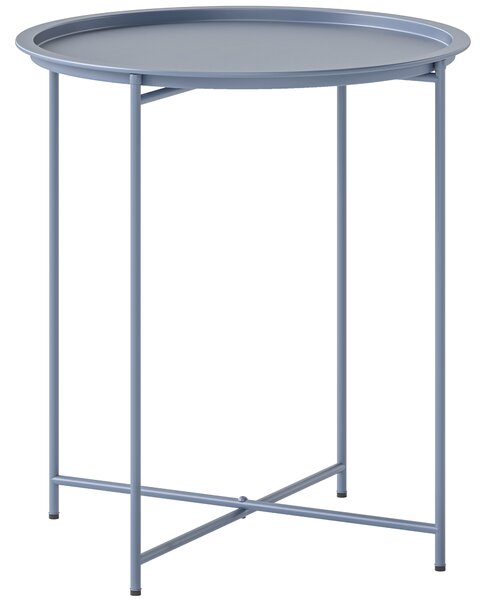 Outsunny Tavolino rotondo pieghevole con piano rimovibile, Ø46x50 cm, Blu | Aosom Italy