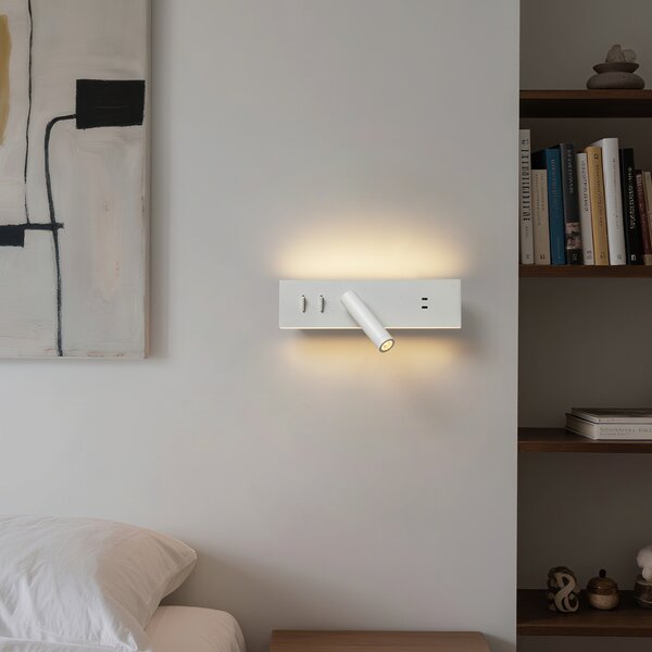 Lampada da parete moderna bianca regolabile con USB-C incl. LED - Modric