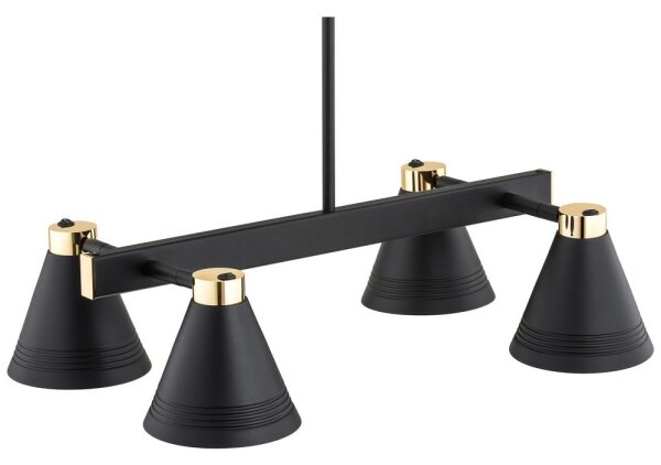Argon 1774 - Lampadario su palo AVALONE 4xE27/15W/230V nero/oro