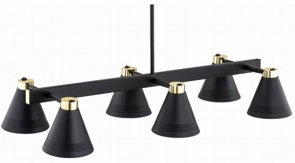 Argon 2552 - Lampadario su palo AVALONE 6xE27/15W/230V nero/oro