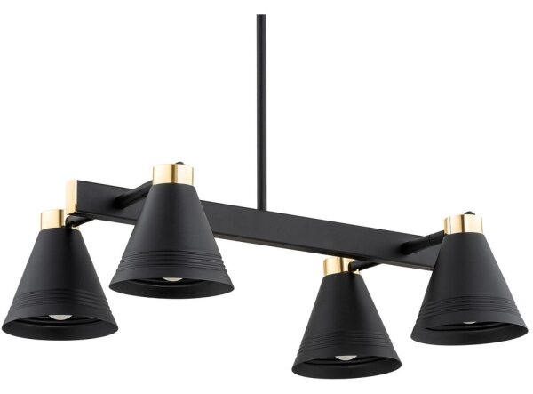 Argon 1774 - Lampadario su palo AVALONE 4xE27/15W/230V nero/oro