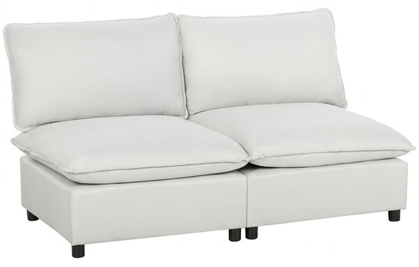 HOMCOM Divano 2 posti 146 cm in similpelle con seduta ampia, Grigio | Aosom Italy
