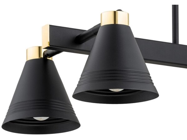 Argon 1774 - Lampadario su palo AVALONE 4xE27/15W/230V nero/oro