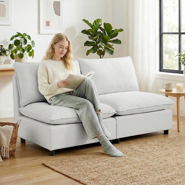 HOMCOM Divano 2 posti 146 cm in similpelle con seduta ampia, Grigio | Aosom Italy