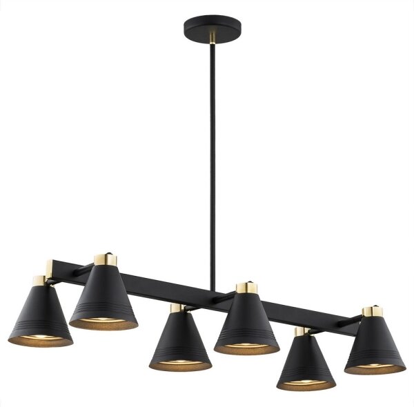 Argon 2552 - Lampadario su palo AVALONE 6xE27/15W/230V nero/oro