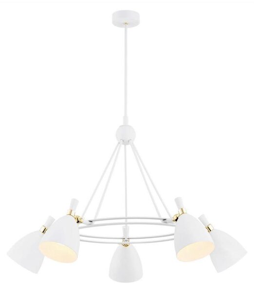 Argon 2117 - Lampadario su palo CHARLOTTE 5xE27/15W/230V bianco/oro
