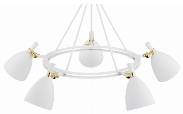 Argon 2117 - Lampadario su palo CHARLOTTE 5xE27/15W/230V bianco/oro