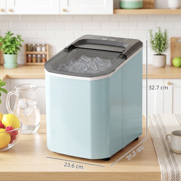 HOMCOM Macchina ghiaccio 12 kg/24h con 2 dimensioni e serbatoio 1,5L, Blu | Aosom Italy