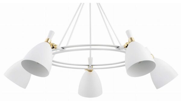 Argon 2117 - Lampadario su palo CHARLOTTE 5xE27/15W/230V bianco/oro