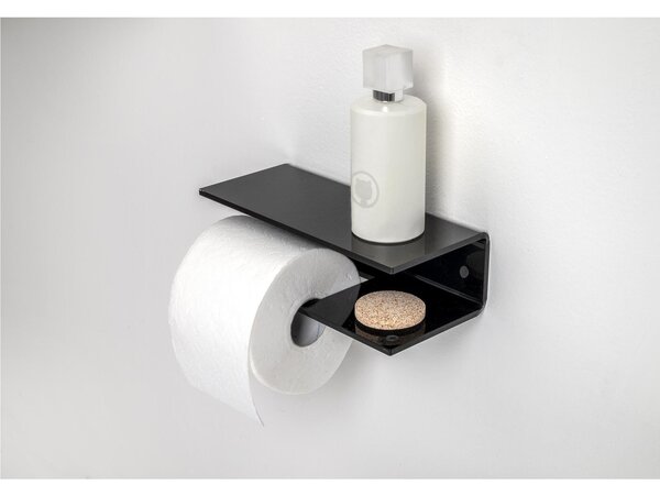 Portarotolo e Mensola da Bagno In Plexiglass CALIPSO TOILET STAND Dimensioni 23x10x h 7cm - peso 0.3 kg Colore Nero