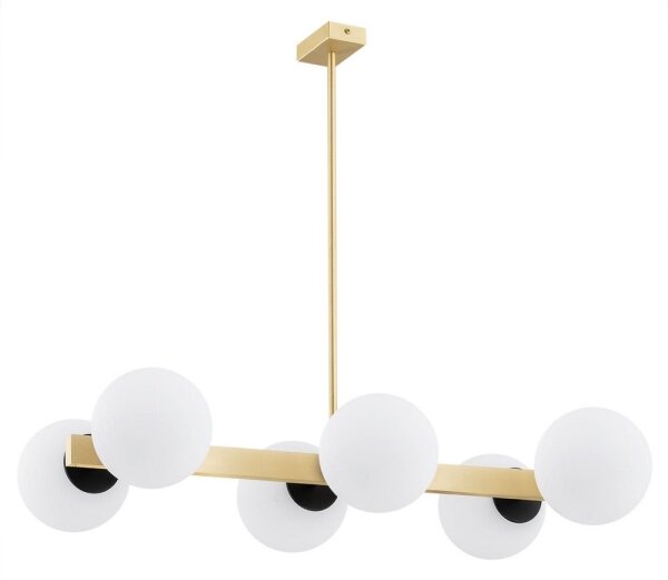 Argon 2549 - Lampadario su palo FREEMONT 6xE27/15W/230V oro/bianco/nero
