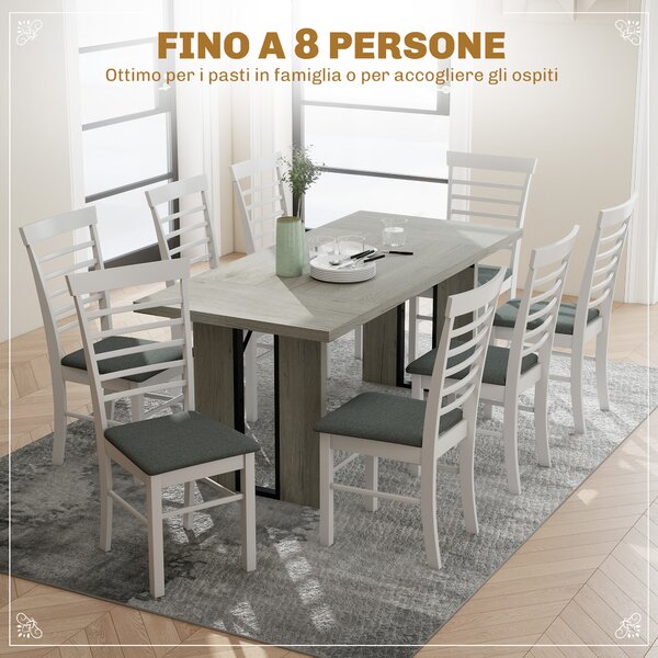 HOMCOM Tavolo da Pranzo in Stile Industriale per 8 Persone max, in Legno e Acciaio, 180x80x75 cm, Grigio | Aosom Italy
