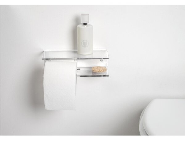 Portarotolo e Mensola da Bagno In Plexiglass CALIPSO TOILET STAND Dimensioni 23x10x h 7cm - peso 0.3 kg Colore trasparente