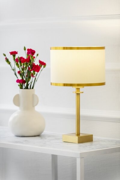 Argon 8047 - Lampada da tavolo ABBANO 1xE27/15W/230V ottone/bianco