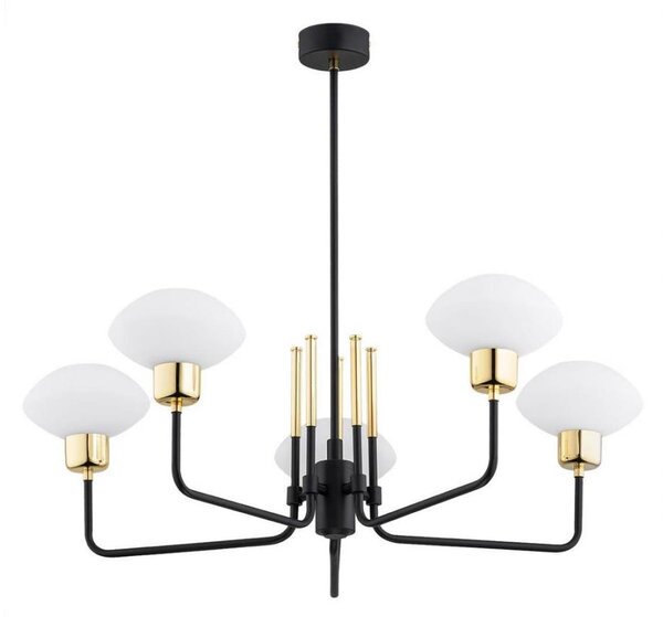 Argon 2128 - Lampadario RAVELLO 5xE14/15W/230V nero/oro su asta