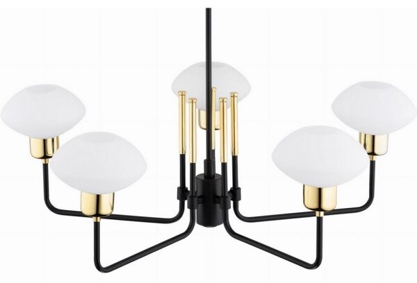 Argon 2128 - Lampadario RAVELLO 5xE14/15W/230V nero/oro su asta