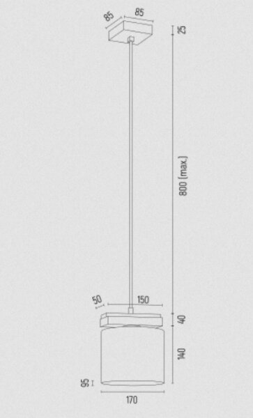 Argon 8276 - Lampadario a sospensione con filo CANOA 1xE27/15W/230V nero