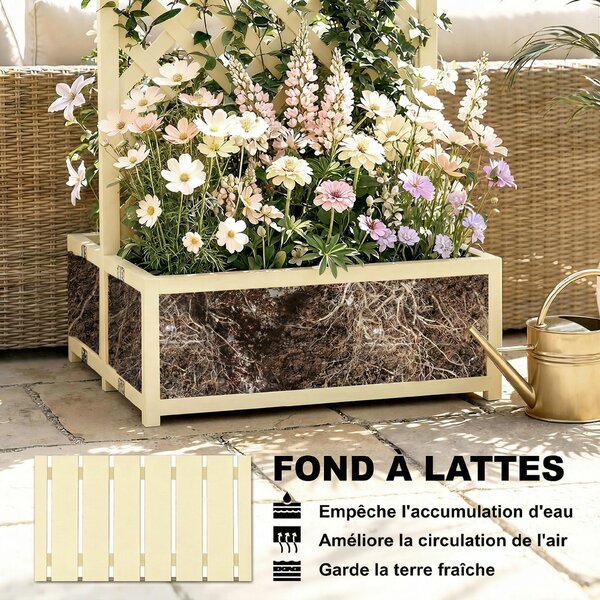 Outsunny Fioriera con traliccio pieghevole per rampicanti, 73x70x170 cm, Legno naturale | Aosom Italy