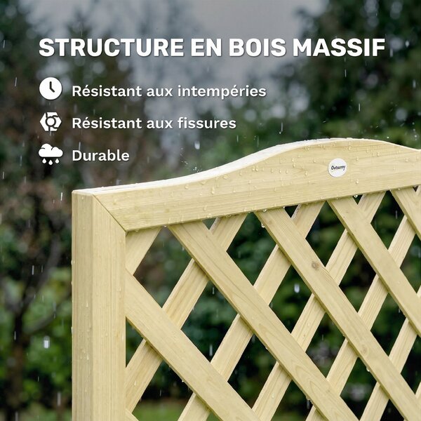 Outsunny Fioriera con traliccio pieghevole per rampicanti, 73x70x170 cm, Legno naturale | Aosom Italy