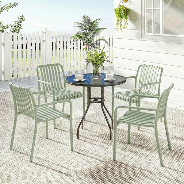 Outsunny Set 4 sedie giardino impilabili in polipropilene anti UV, Grigio verde | Aosom Italy