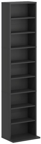 HOMCOM Scaffale Porta CD con 6 Ripiani Regolabili, Capacità di 260 CD/120 DVD, 33x24x140 cm, Nero