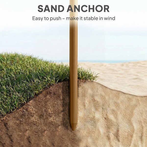 Outsunny Ombrellone spiaggia con frange Ø178 cm UPF50+ con borsa, Marrone chiaro | Aosom Italy