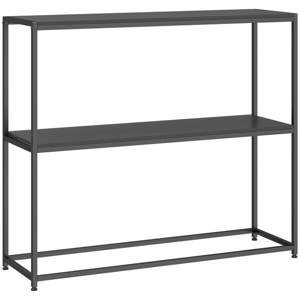 HOMCOM Consolle in acciaio con 2 ripiani per ingresso e soggiorno, 100x30x87 cm, Nero | Aosom Italy