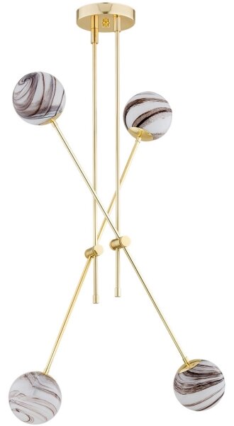 Argon 1840 - Lampadario a sospensione con supporto rigido ABSOS 4xE14/7W/230V alabastro oro