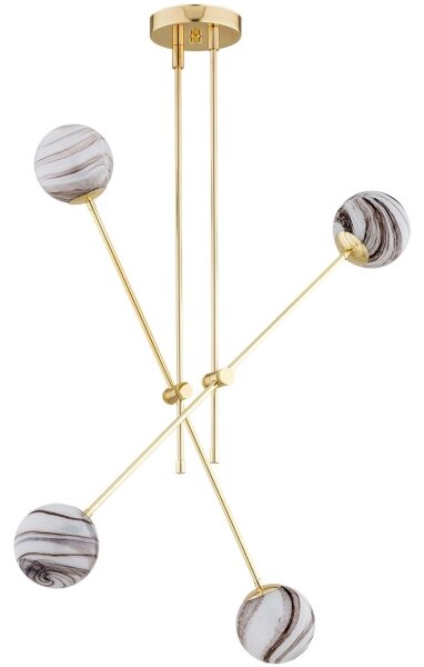 Argon 1840 - Lampadario a sospensione con supporto rigido ABSOS 4xE14/7W/230V alabastro oro