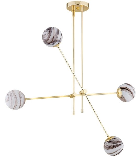 Argon 1840 - Lampadario a sospensione con supporto rigido ABSOS 4xE14/7W/230V alabastro oro