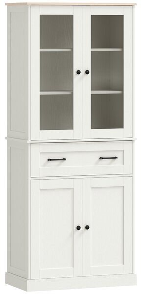 HOMCOM Mobile cucina con 2 ante acrilico, cassetto e ripiani regolabili, 76x40x182,5 cm, Crema | Aosom Italy
