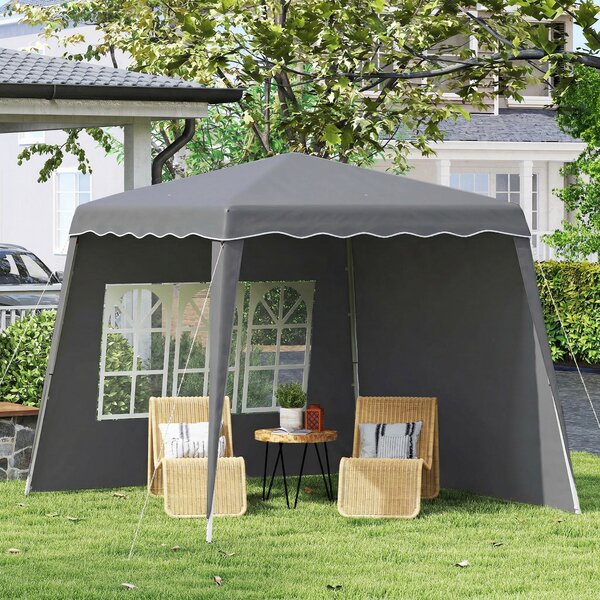 Outsunny Gazebo pieghevole 2,9x2,9 m con pareti e altezza regolabile, Grigio | Aosom Italy