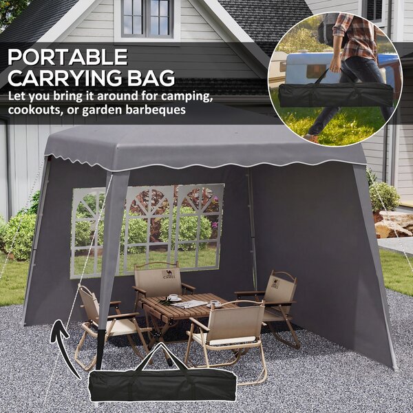 Outsunny Gazebo pieghevole 2,9x2,9 m con pareti e altezza regolabile, Grigio | Aosom Italy