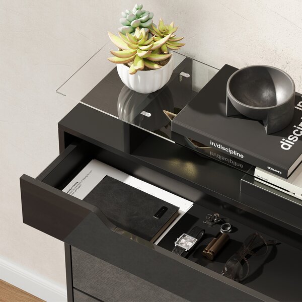 HOMCOM Scarpiera con 2 ante ribaltabili, cassetto e ripiano, 89x23x96 cm, Nero | Aosom Italy