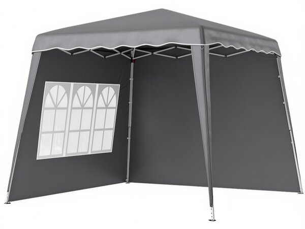 Outsunny Gazebo pieghevole 2,9x2,9 m con pareti e altezza regolabile, Grigio | Aosom Italy