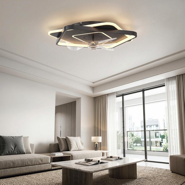 HOMCOM Ventilatore soffitto con luce LED e telecomando, 6 velocità e 3 colori | Aosom Italy