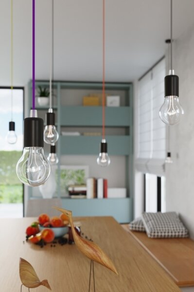 Lampadario a sospensione con filo EDISON 1xE27/60W/230V nero