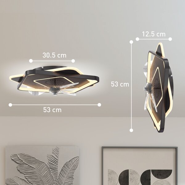 HOMCOM Ventilatore soffitto con luce LED e telecomando, 6 velocità e 3 colori | Aosom Italy