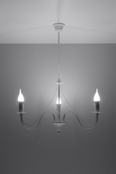 Lampadario a sospensione con catena MINERWA 3 3xE14/40W/230V bianco