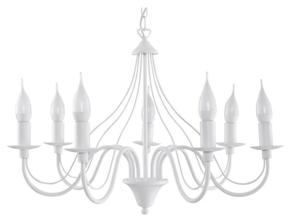 Lampadario a sospensione con catena MINERWA 7 7xE14/40W/230V bianco