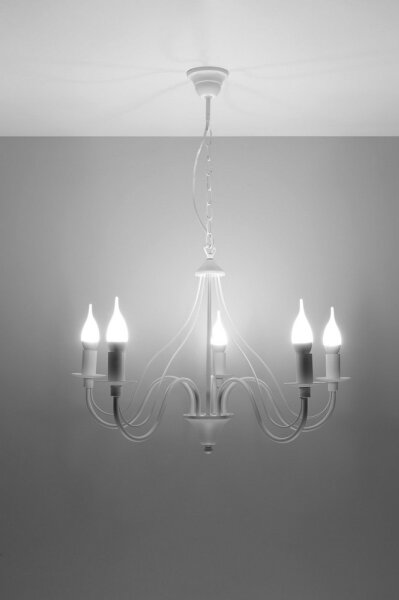 Lampadario a sospensione con catena MINERWA 5 5xE14/40W/230V bianco