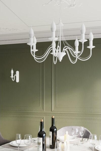 Lampadario a sospensione con catena MINERWA 3 3xE14/40W/230V bianco