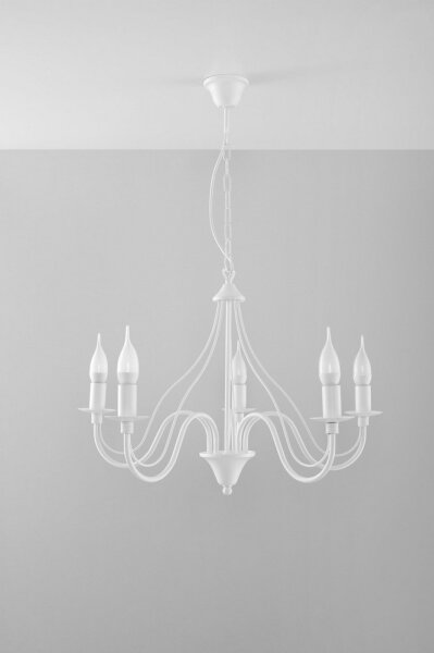 Lampadario a sospensione con catena MINERWA 5 5xE14/40W/230V bianco