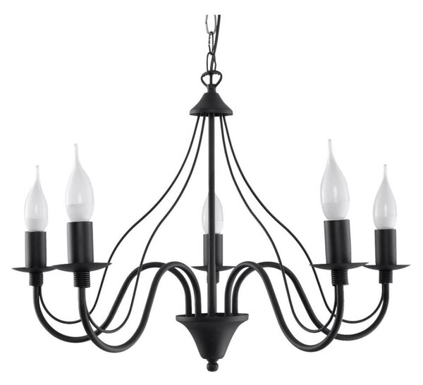 Lampadario a sospensione con catena MINERWA 5 5xE14/40W/230V nero