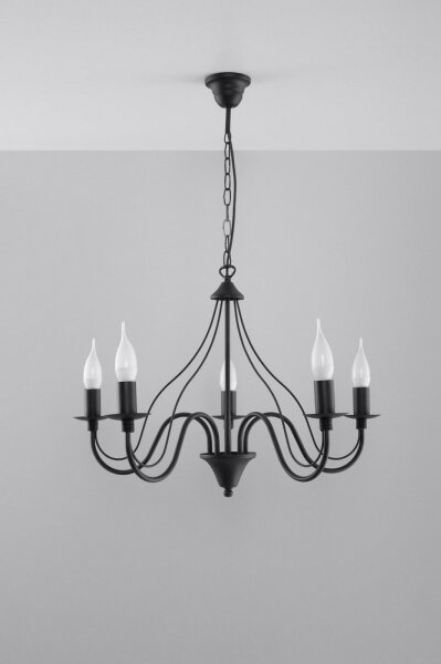 Lampadario a sospensione con catena MINERWA 5 5xE14/40W/230V nero