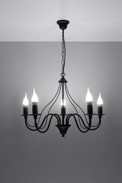 Lampadario a sospensione con catena MINERWA 5 5xE14/40W/230V nero