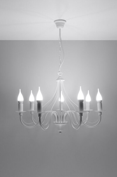 Lampadario a sospensione con catena MINERWA 7 7xE14/40W/230V bianco