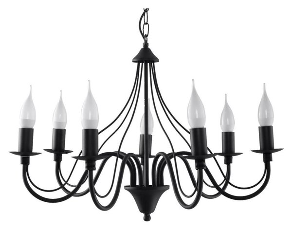 Lampadario a sospensione con catena MINERWA 7 7xE14/40W/230V nero