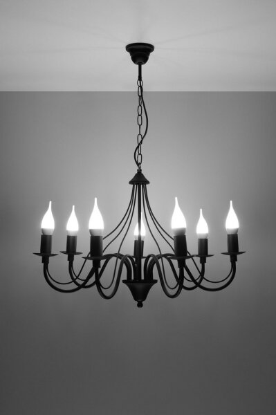 Lampadario a sospensione con catena MINERWA 7 7xE14/40W/230V nero