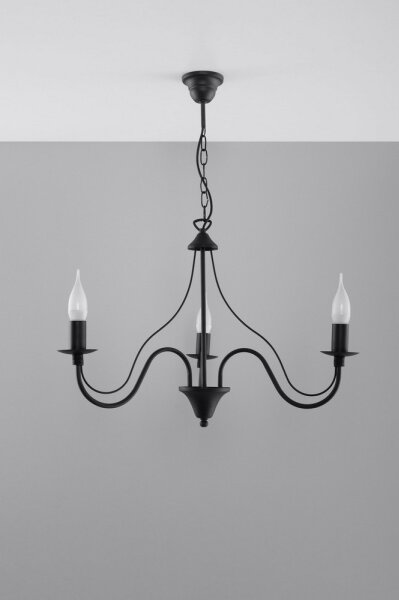 Lampadario a sospensione con catena MINERWA 3 3xE14/40W/230V nero
